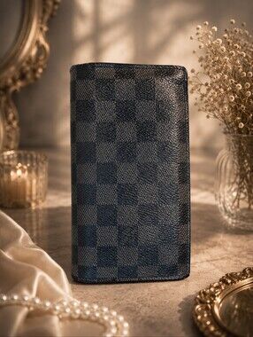 Louis Vuitton Damier Cobalt Brazza Long Wallet Bifold Zip Coin Purse France-COA